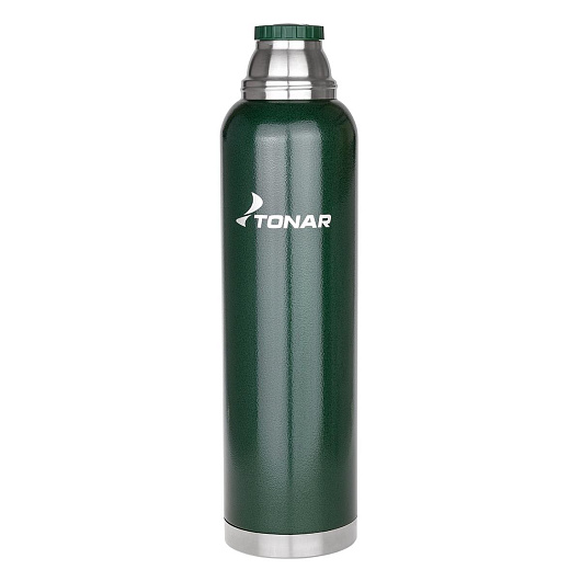 термос (hs.tm-059-g) 1600ml с ситечком зеленый (2 крышки-кружки) tonar
