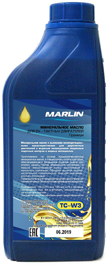 масло marlin премиум 2т, tc-w3 (1 литр)/полусинт.