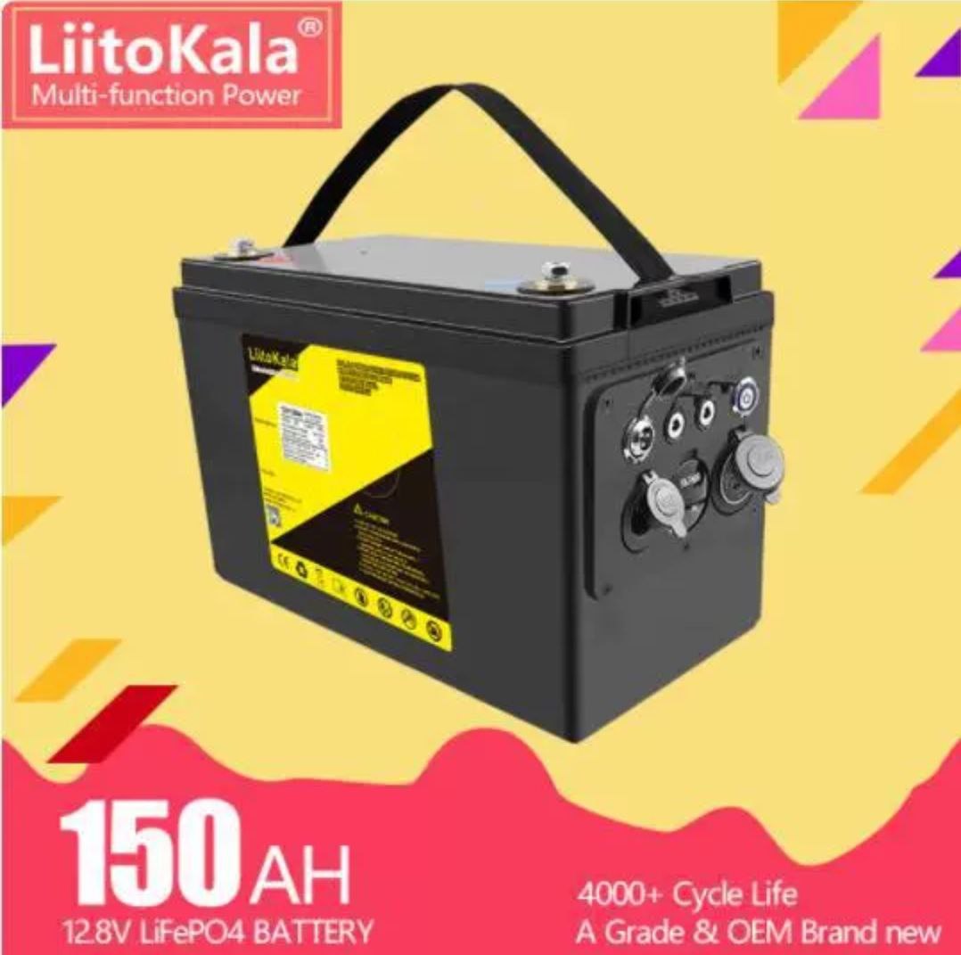 аккумуляторная батарея lifepo4 liitokala dc-12v 150ah боковая панель инвертор 5v pd